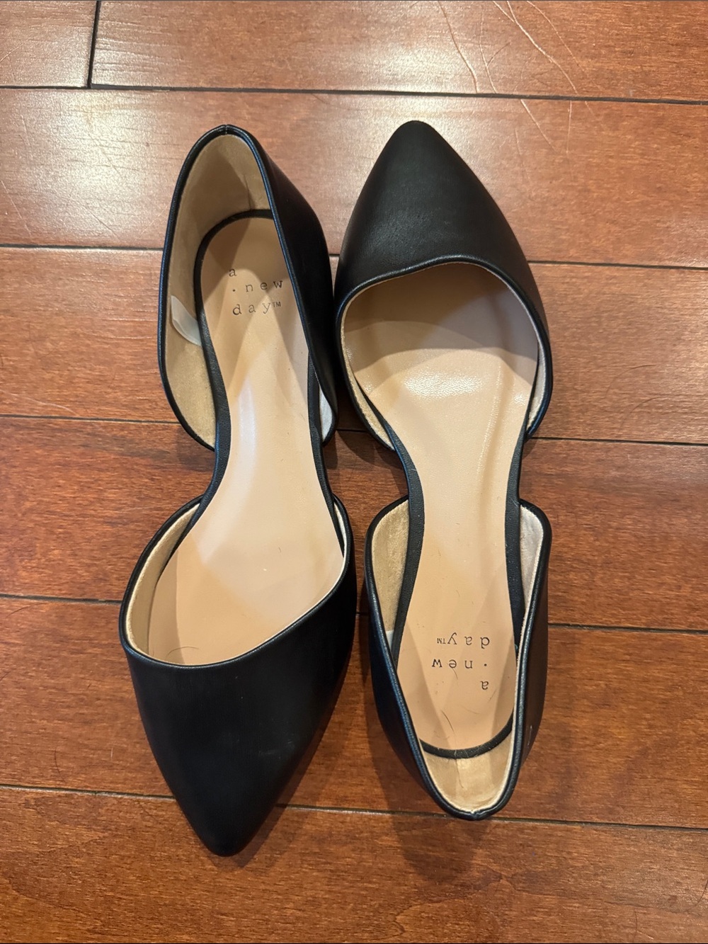 a new day Black Pointed D'Orsay Flat Shoes